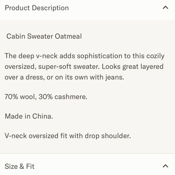 Jenni Kayne Cabin Wool Cashmere V Neck Oversized Knit Sweater Pullover Oatmeal - Picture 12 of 12